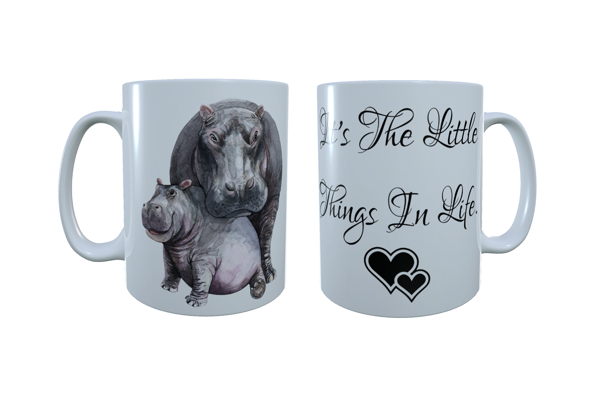 Hippo Ceramic Mug, Baby Hippo & Mum Mug, Hippo Latte Mug